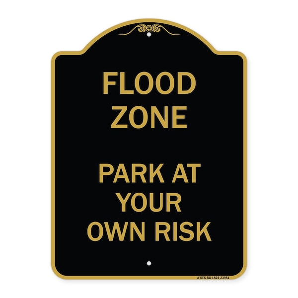 Designer Series Sign-Flood Zone, Black & Gold Aluminum Architectural Sign, 18" x 24", BG-1824-23951